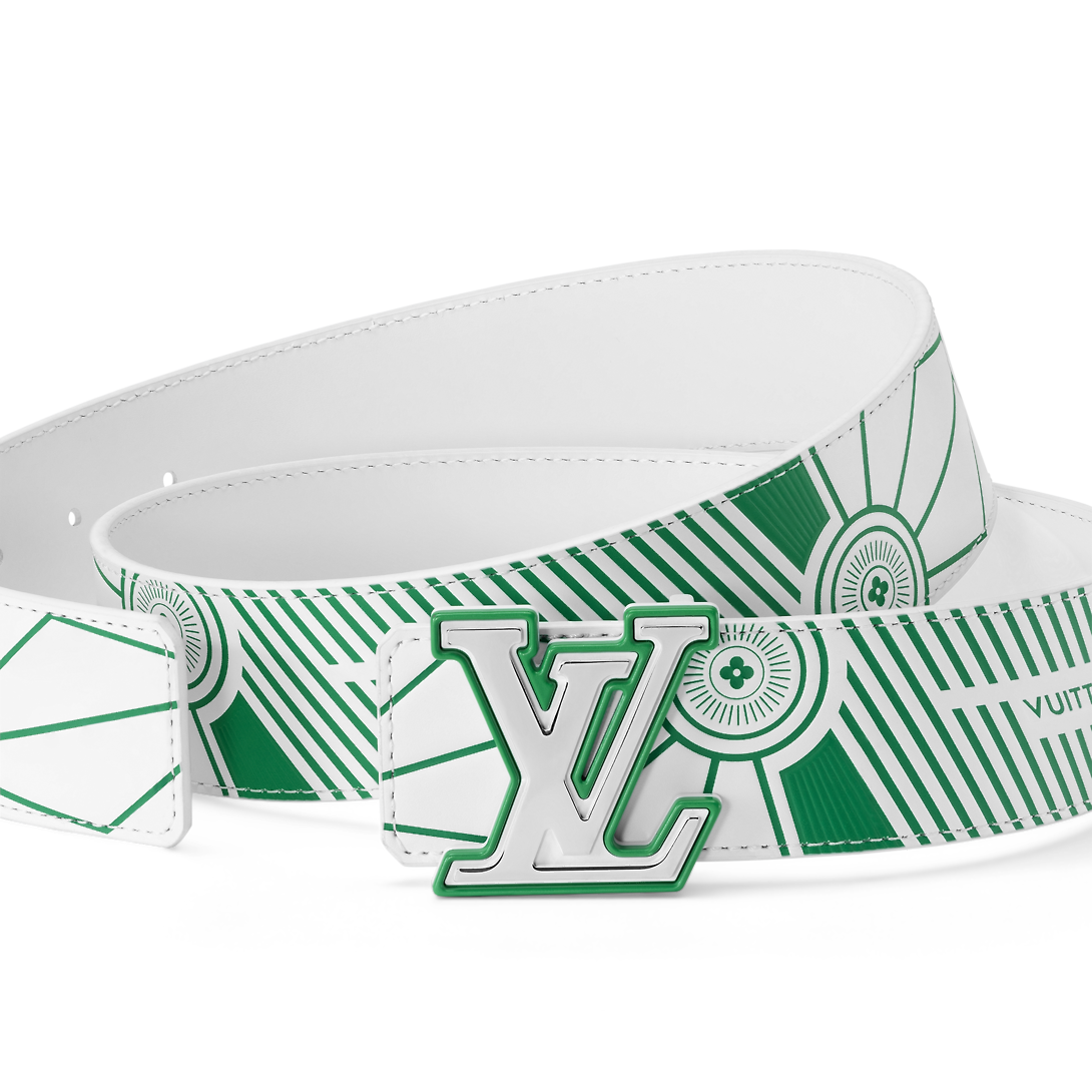 Louis Vuitton Lv Imprint Reversível Clássico 40 Mm Fivela de Alfinete de Couro Verde Masculino Cinto Casual M8392T