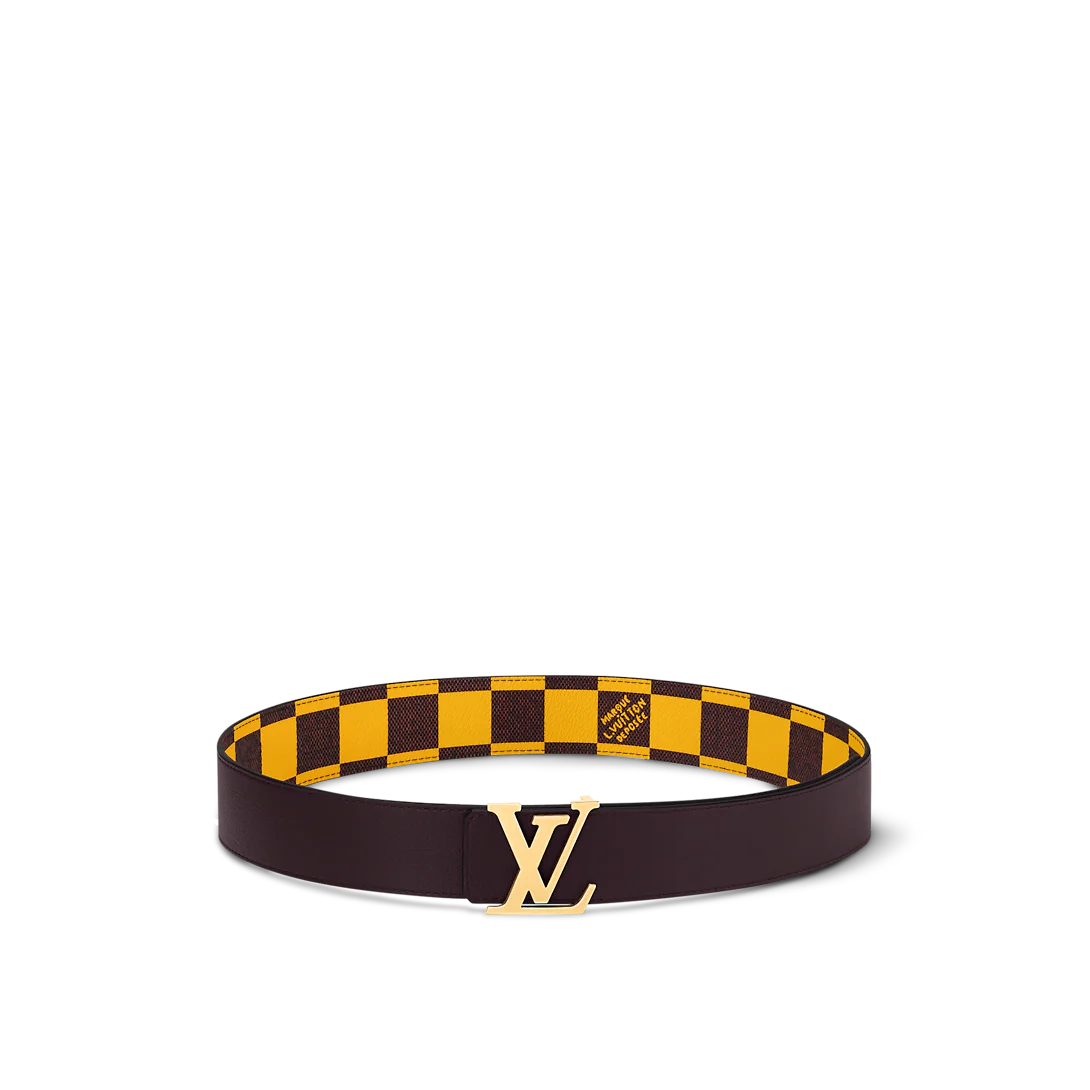 Louis Vuitton Lv Initiales Reversível Novo 40 Mm Lona Amarela Pin Fivela Cinto Masculino M8546U
