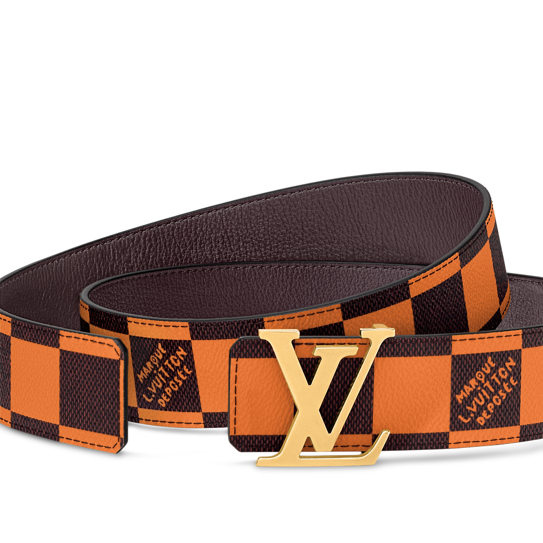 Louis Vuitton Lv Initiales Reversível Novo 40 Mm Laranja Lona Pin Fivela Cinto Masculino M8461U