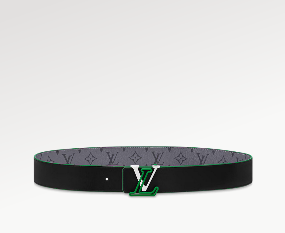 Cintura casual Louis Vuitton Lv Line classica reversibile da 40 mm con fibbia ad ardiglione in tela verde M0723U