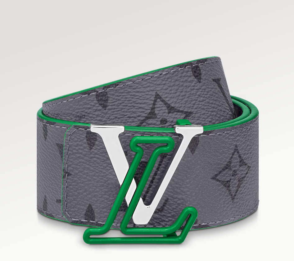 Cintura casual Louis Vuitton Lv Line classica reversibile da 40 mm con fibbia ad ardiglione in tela verde M0723U