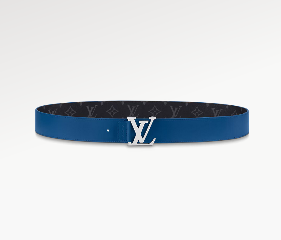 Louis Vuitton Lv Tag Reversible Classic 40 Mm Blue Canvas Pin Buckle Dress Belt M0720T