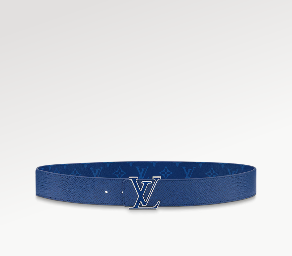 Louis Vuitton Lv Initiales reversível novo cinto casual com fivela de pino de lona azul 40 mm M0159U