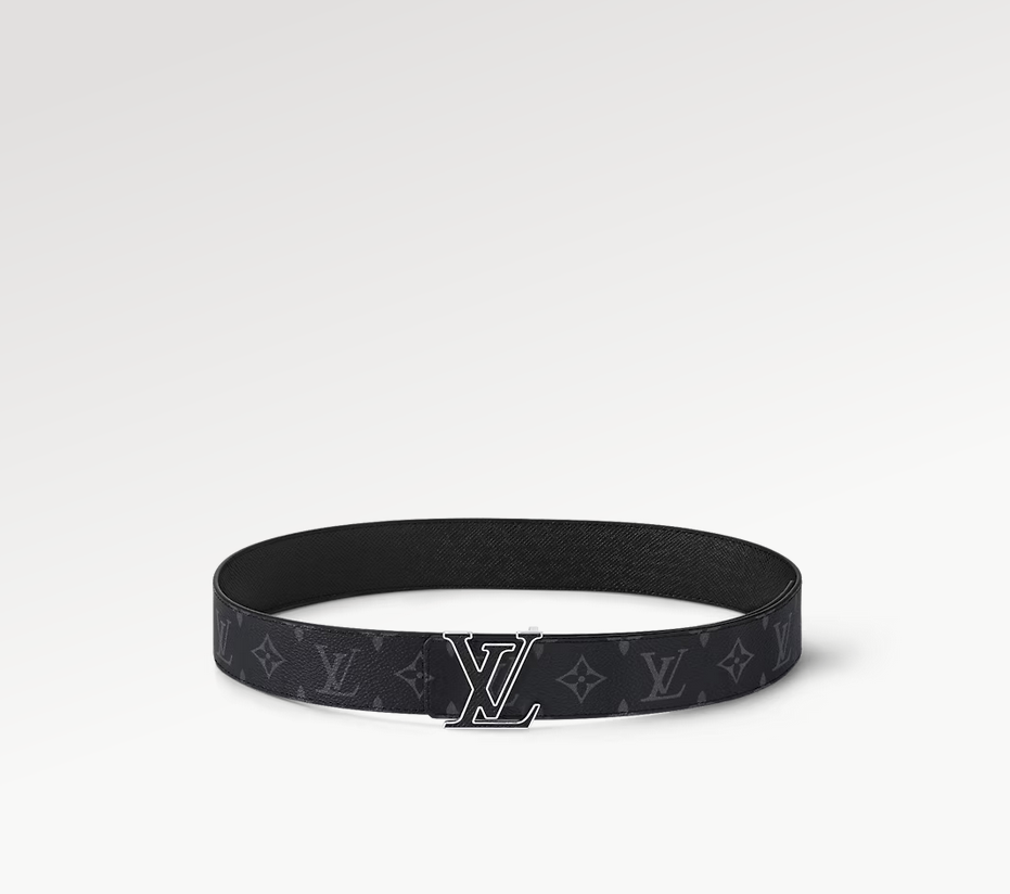 Louis Vuitton Lv Initiales Reversible New 40 Mm Black Canvas Pin Buckle Casual Belt M0157U