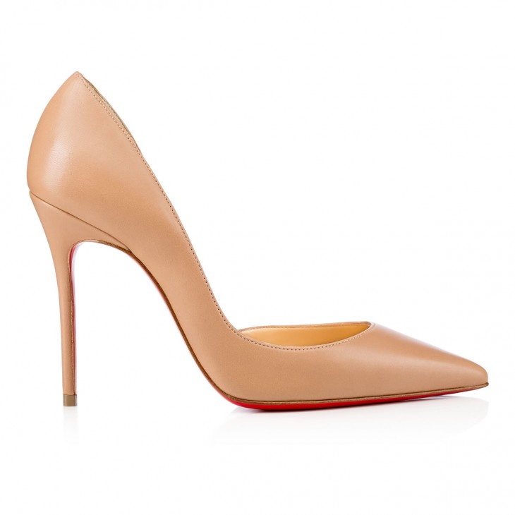 Christian Louboutin Iriza 클래식 100mm 베이지 나파 가죽 포인티드 토 펌프 힐 3160708PK1A