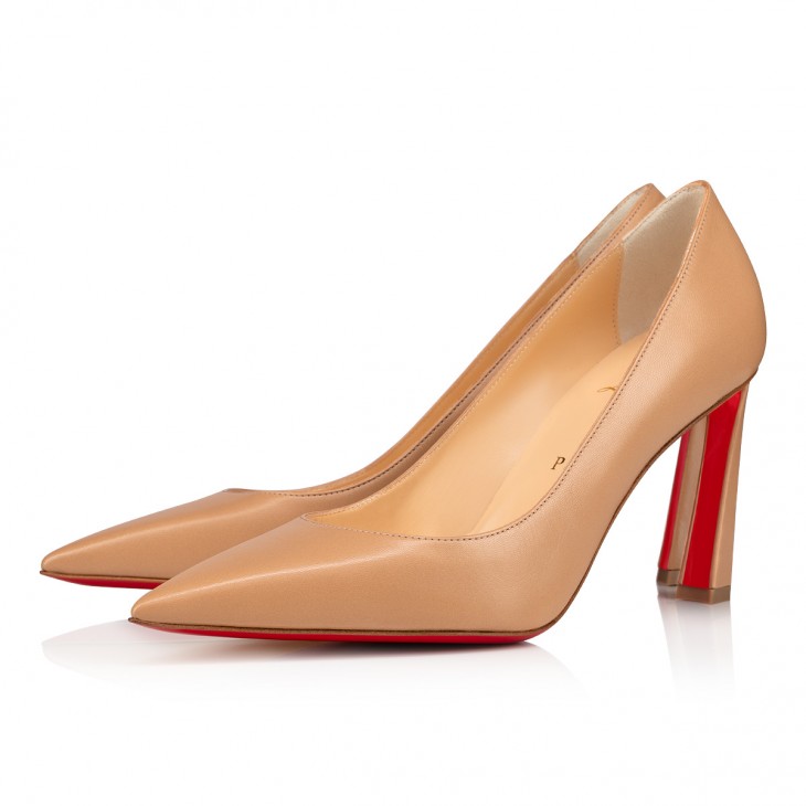 Christian Louboutin Condora Classic 85 Mm Beige Leather Pointed Toe Pump Heels 1230562PK1A