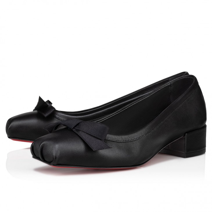 Christian Louboutin Mamaflirt 클래식 30mm 블랙 나파 가죽 스퀘어 토 펌프 힐 1240204B439