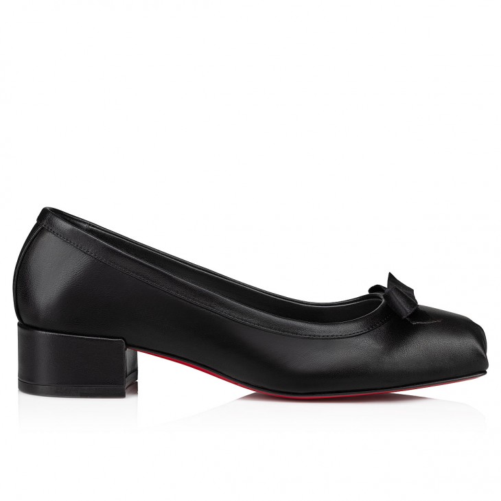 Christian Louboutin Mamaflirt 클래식 30mm 블랙 나파 가죽 스퀘어 토 펌프 힐 1240204B439