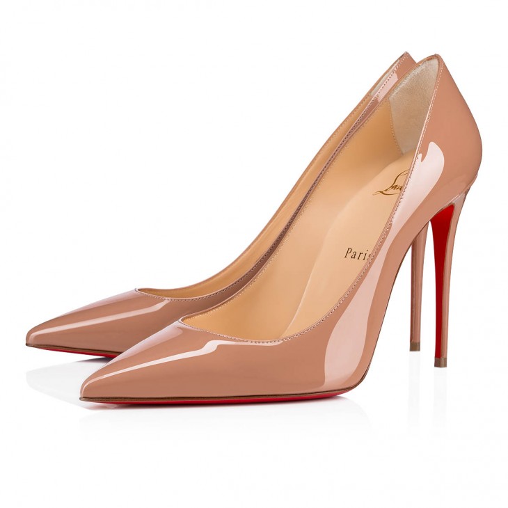 Giày cao gót Christian Louboutin Kate Classic 100 Mm màu be sáng chế Da bê mũi nhọn Giày cao gót mũi nhọn 3191411PK20