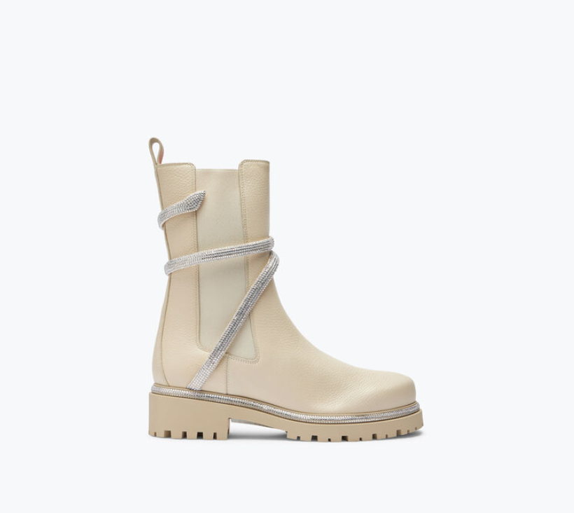 Rene Caovilla Cleo Rhinestones But Kulit Putih C11059-025-0001X366