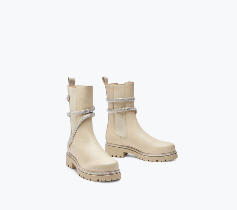 Rene Caovilla Cleo Rhinestones But Kulit Putih C11059-025-0001X366