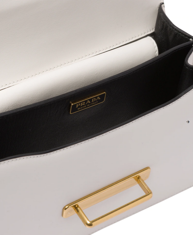 Prada Cahier Classic White Calfskin Women Flap Shoulder Bag 1bd045