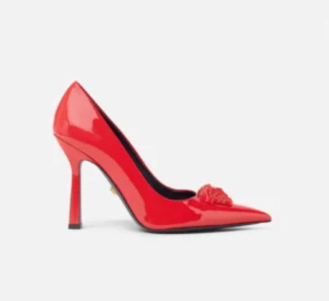 Versace La Medusa Classic Red Patent Leather Pointed Toe Pump Heels DST625O-D2VE_1R140