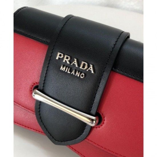Prada Sidonie Hot Red Calfskin Women Flap Belt Bag 1bl021