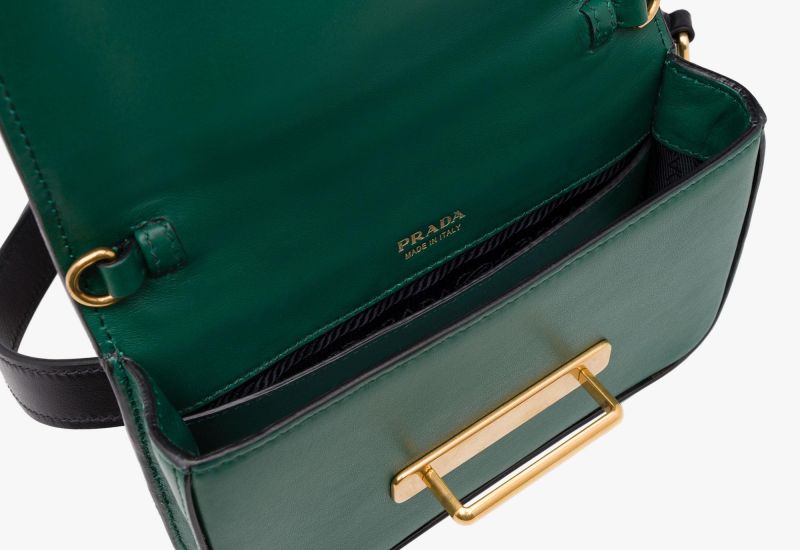 Prada Cahier Functional Green Calfskin Women Flap Shoulder Bag 1bl004