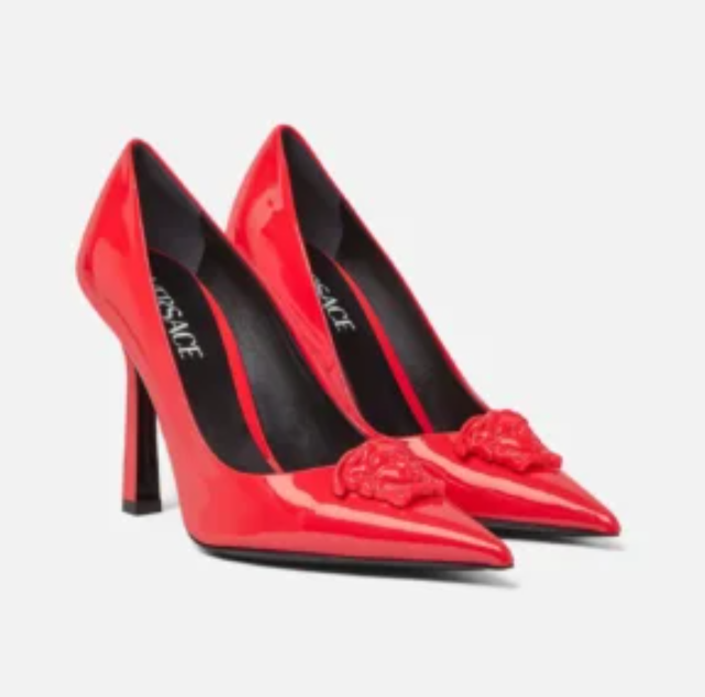 Versace La Medusa Classic Red Patent Leather Pointed Toe Pump Heels DST625O-D2VE_1R140
