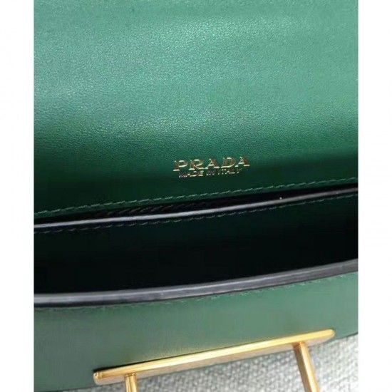 Prada Cahier Functional Green Calfskin Women Flap Shoulder Bag 1bl004
