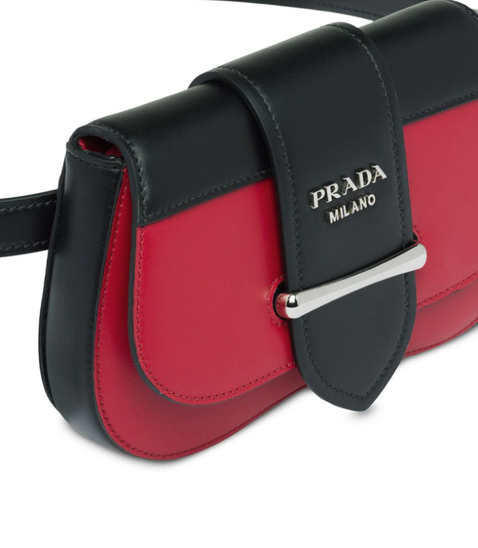 Prada Sidonie Hot Red Calfskin Women Flap Belt Bag 1bl021