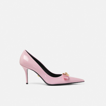 Versace Gianni Ribbon Classic 85 Mm Pink Bullhide Leather Pointed Toe Pump Heels 1013083-1A08983_1P88V
