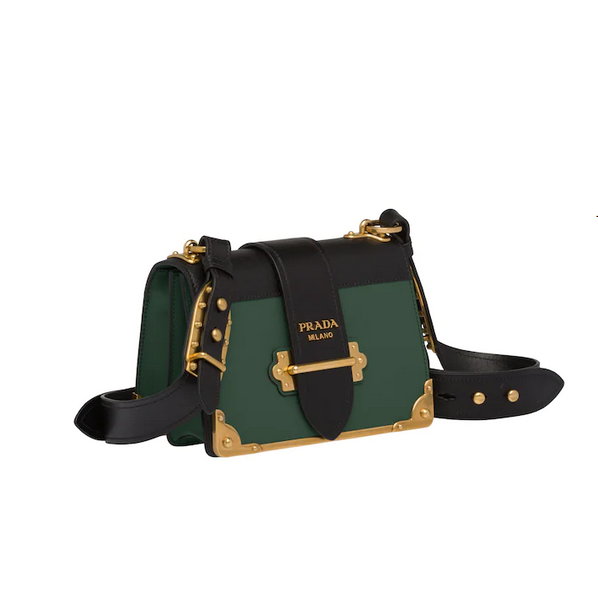 Prada Cahier Classic Green Calfskin Women Flap Shoulder Bag 1bd045