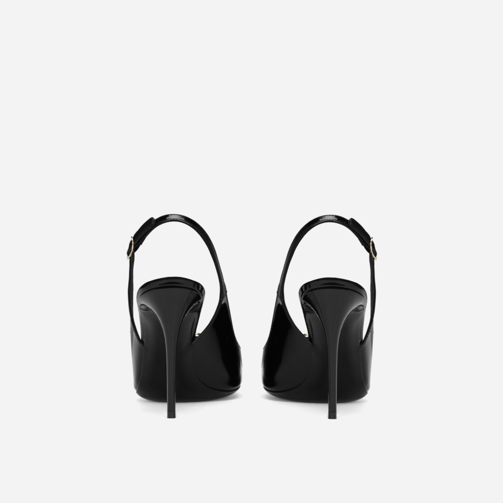 Giày cao gót Dolce&amp;Gabbana Lollo Slingback 90 Mm Da bò bóng màu đen cao gót CG0680A1037