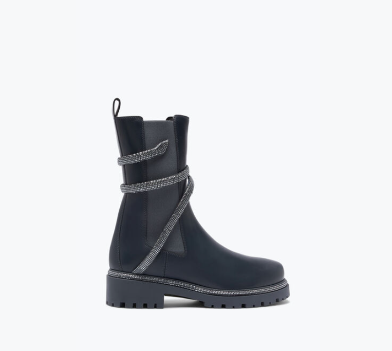 Rene Caovilla Cleo Rhinestones But Kulit Kelabu C11059-025-0001X122