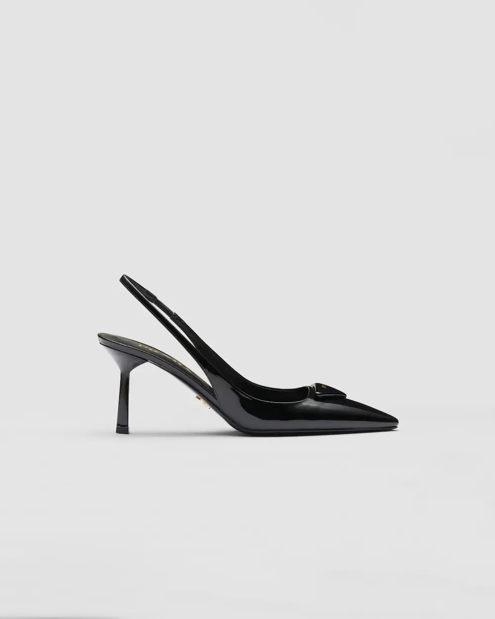 Prada Classic Slingback 75 Mm Black Patent Leathe Pointed Toe Pump Heels 1I901M_JHR_F0002_F_A075