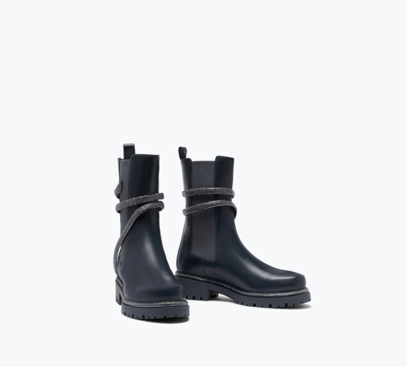 Rene Caovilla Cleo Rhinestones But Kulit Kelabu C11059-025-0001X122