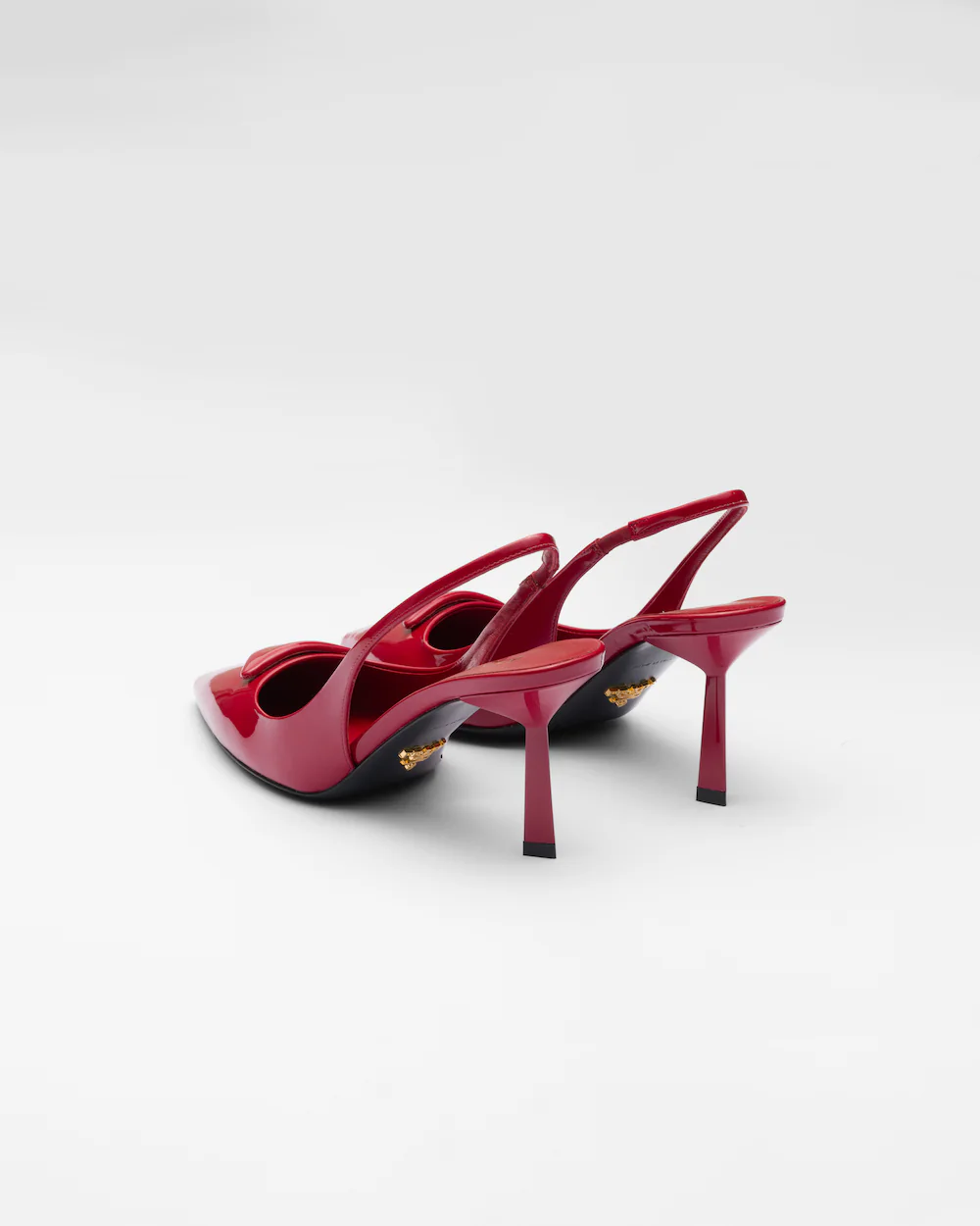 Prada Classic Slingback 75 Mm Red Patent Leathe Pointed Toe Pump Heels 1I901M_JHR_F0E06_F_A075