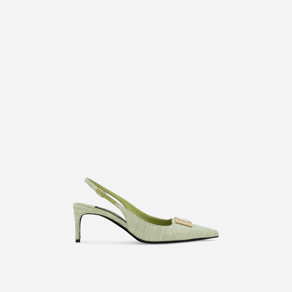 Giày cao gót Dolce&amp;Gabbana Lollo Slingback 60 Mm Xanh Raffia Pump Giày Cao Gót CG0710AR344