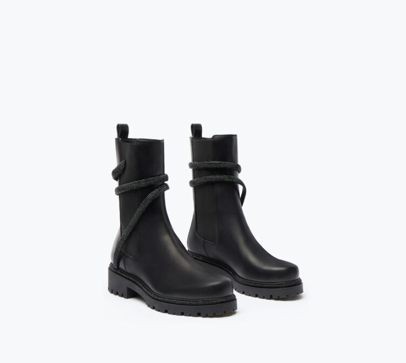 Rene Caovilla Cleo Rhinestones But Kulit Hitam C11059-025-0001V050