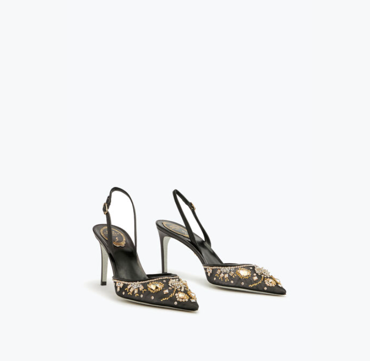 Rene Caovilla Aretha Classic 80 mm preto renda bico fino salto alto C11737-080-PI01Z001