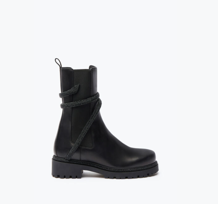 Rene Caovilla Cleo Rhinestones But Kulit Hitam C11059-025-0001V050