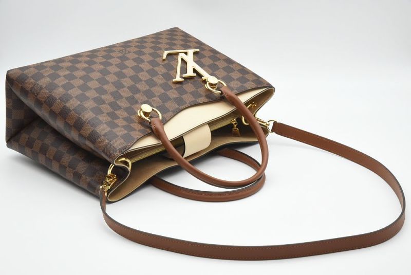 루이비통 다미에 에벤 리버사이드 브라운 캔버스 위트 토리옹 여성 토트 핸드백 N40135