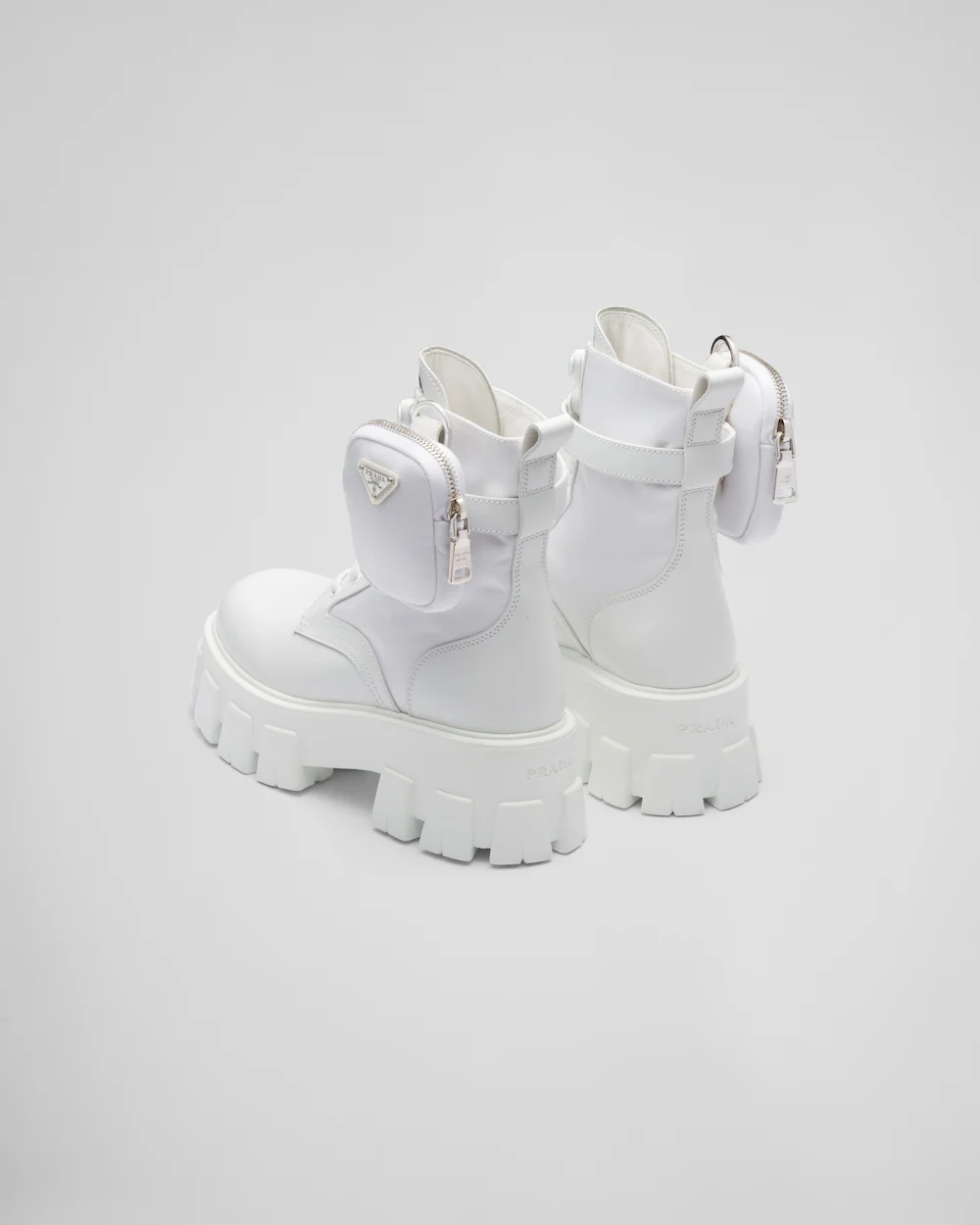 Prada Stivaletti Monolith classici in pelle bianca e nylon 1T255M_3LJS_F0009_F_B055