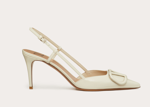 Valentino Vlogo Signature 80 Mm White Patent Leather Pointed Toe Pump Heels WS0R01TMKI16