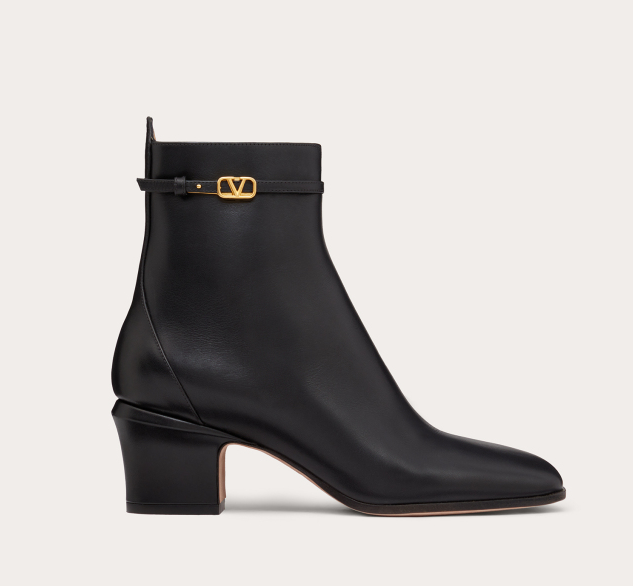 Valentino Tan Go 經典 60 毫米黑色牛皮高跟短靴 WS0GZ2ATZ0NO