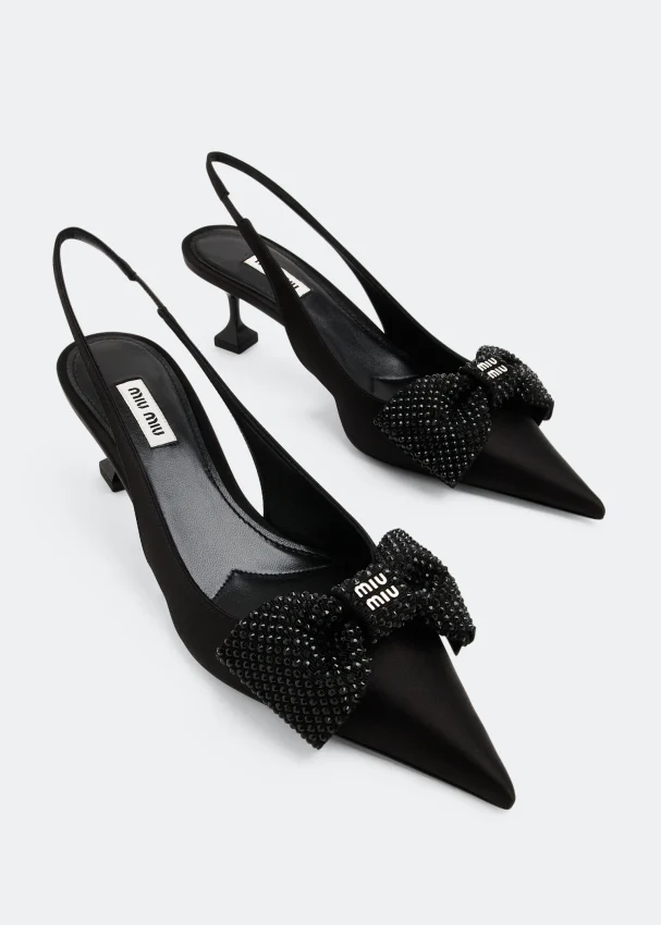 Miu Miu Giày cao gót mũi nhọn The Icons Bow 55 Mm màu đen 5I811D055ZIZF0002F