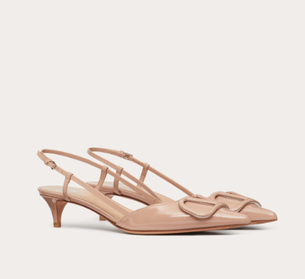 Valentino Vlogo 標誌性 40 毫米珊瑚色漆皮尖頭高跟鞋 WS0Q70TMKGF9