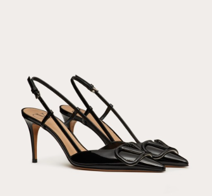 Valentino Vlogo 標誌性 80 毫米黑色漆皮尖頭高跟鞋 WS0R01TMK0NO