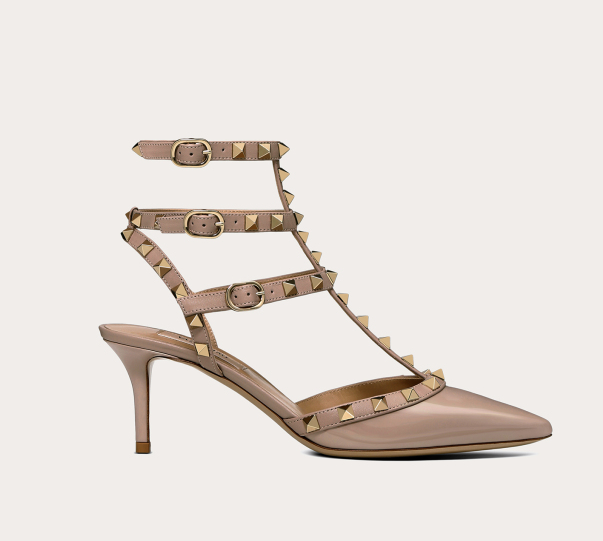 Valentino Rockstud 經典 65 毫米裸色皮革尖頭高跟鞋 WS0375VNWP45