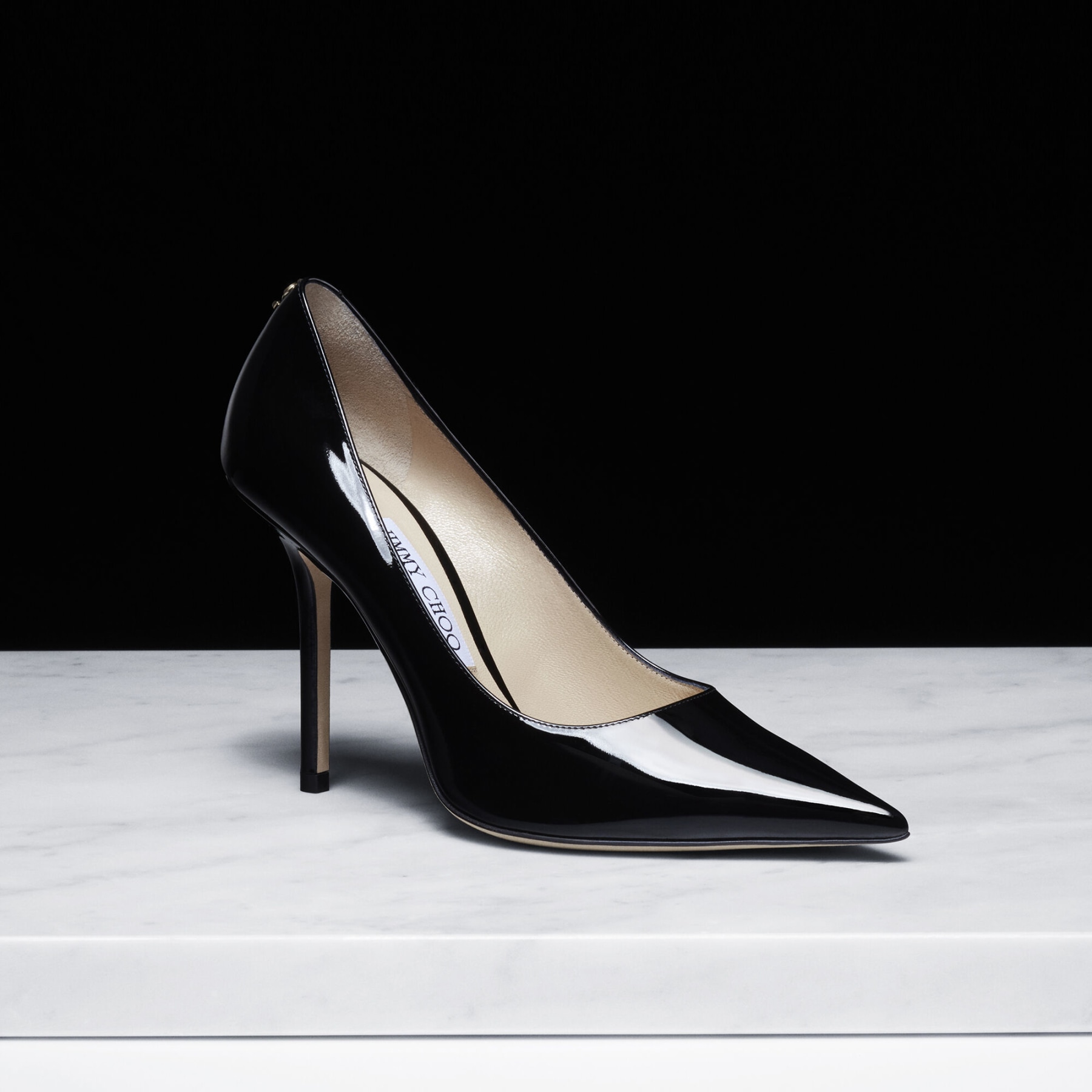 Jimmy Choo Love Classic 100 Mm Black Patent Leather Pointed Toe Pump Heels  LOVE100PWJ