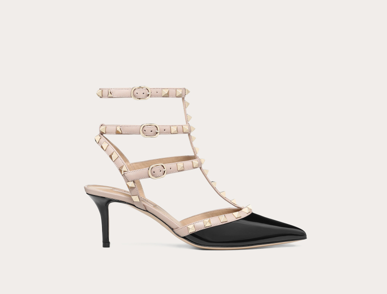 Valentino Rockstud 經典 65 毫米黑色皮革尖頭高跟鞋 WS0375VNWN91