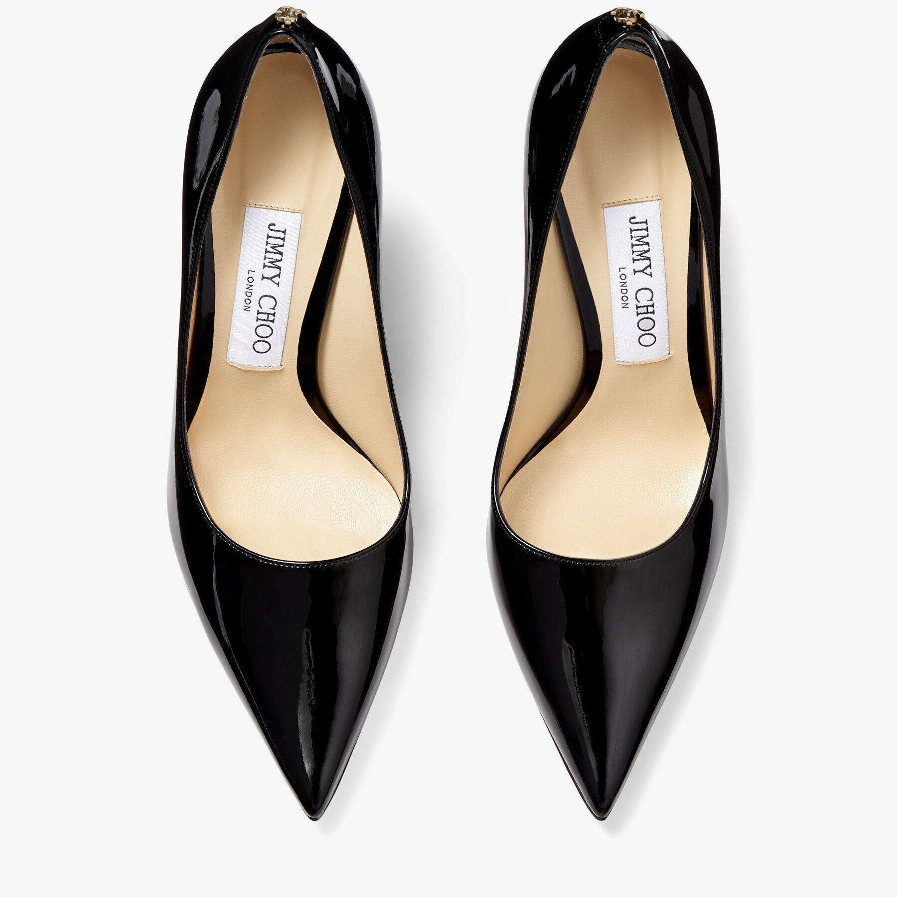 Jimmy Choo Love Classic 100 Mm Black Patent Leather Pointed Toe Pump Heels  LOVE100PWJ