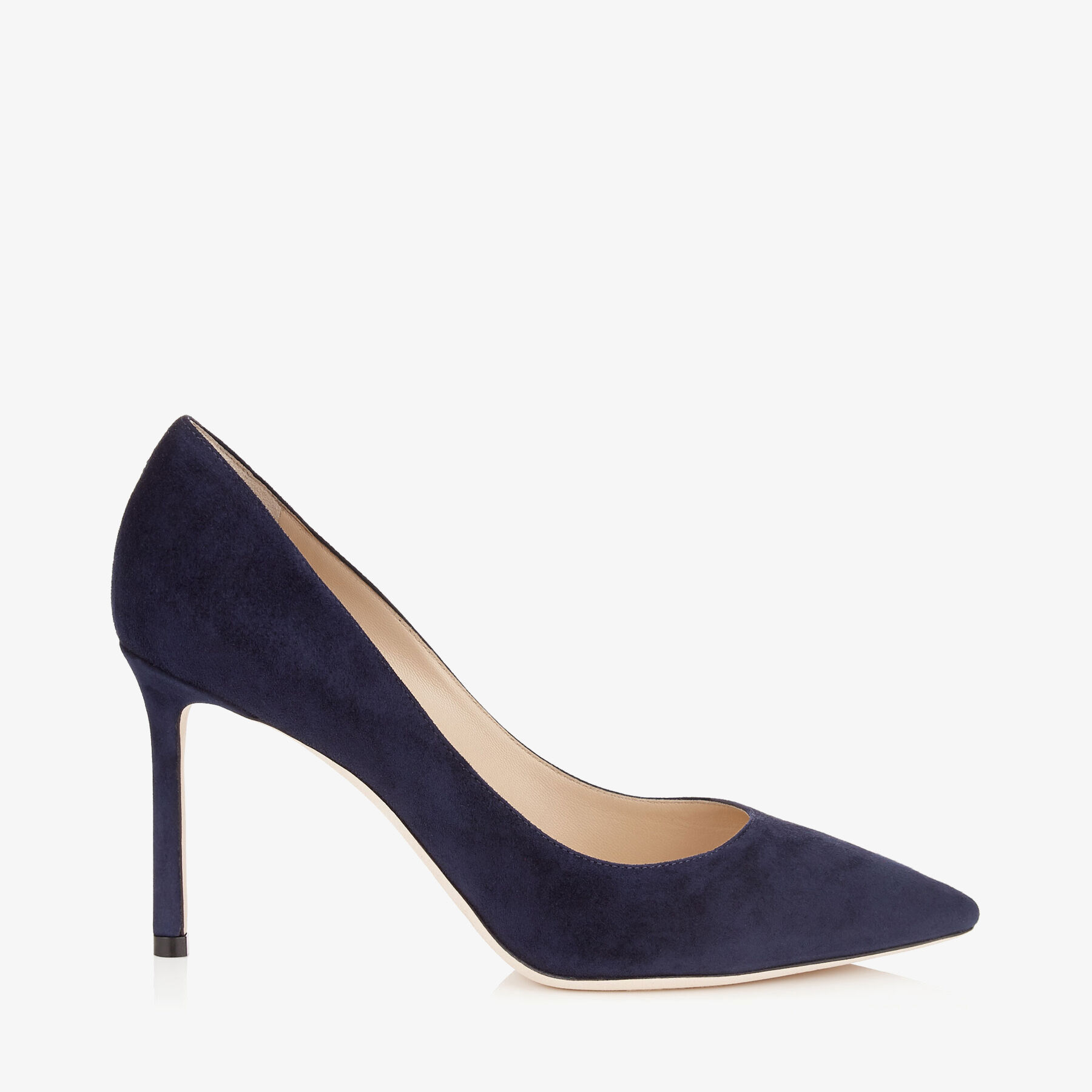 Jimmy Choo Romy Classic 85 Mm Navy Suede Pointed Toe Pump Heels  ROMY85SUE