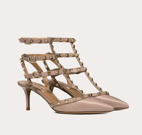 Valentino Rockstud 經典 65 毫米裸色皮革尖頭高跟鞋 WS0375VNWP45