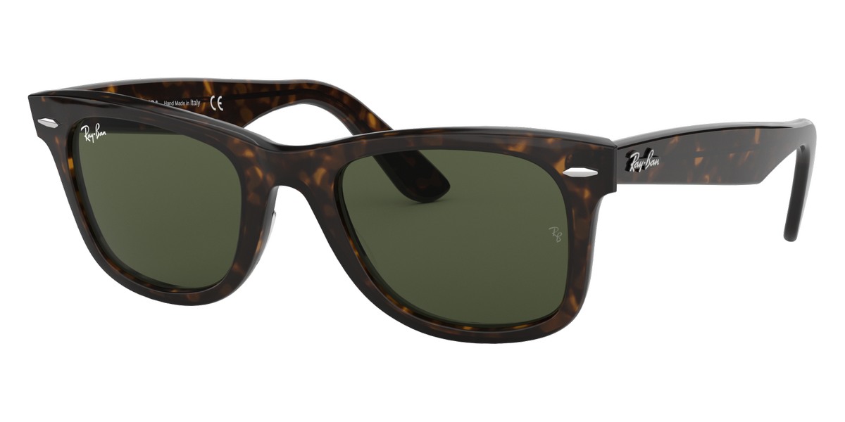 Ray-Ban Wayfarer Original Classic Polished Tortoise Acetate Green Lenses Unisex Square Sunglasses RB2140 902 50-22