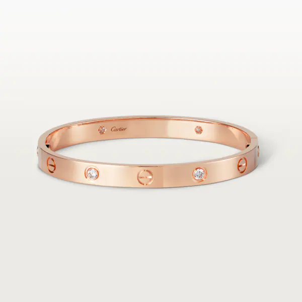 Cartier Love Classic Pink Gold 4 Diamonds Bangle Bracelet B6069917