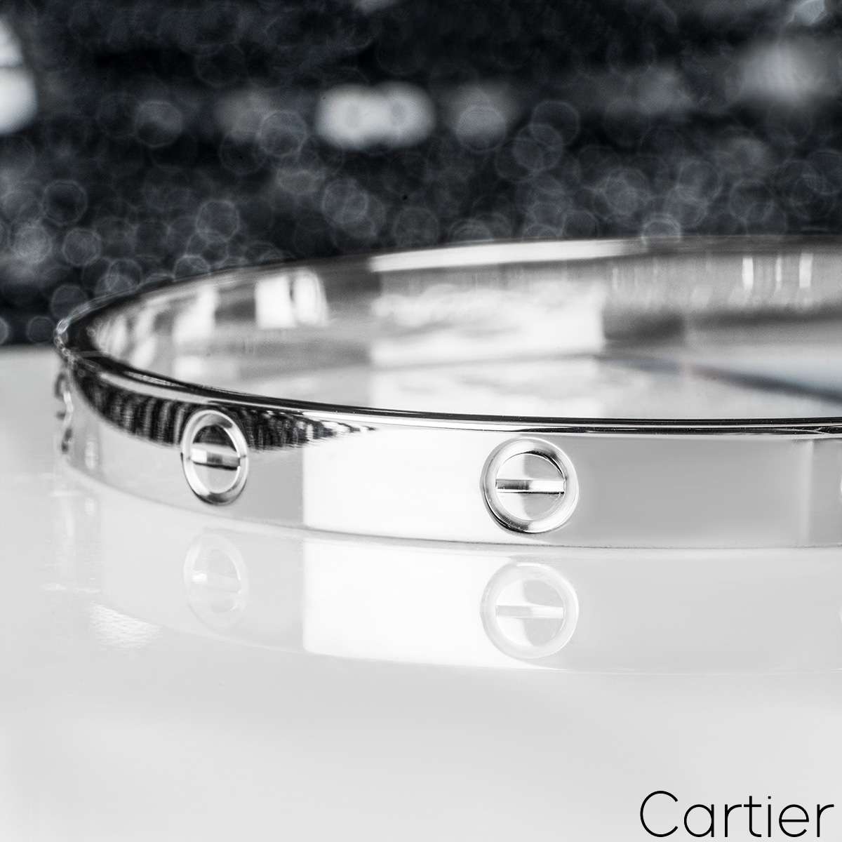 Cartier Love Classic White Gold 4 Diamonds Bangle Bracelet B6070117