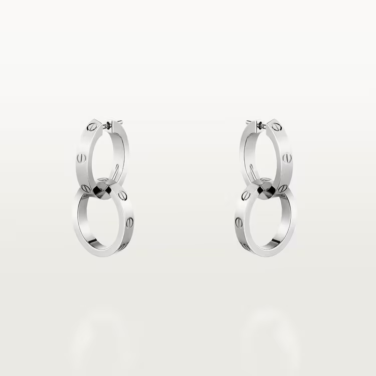 Cartier Love Fashion 18k White Gold Removable Unisex Hoop Earrings B8301500